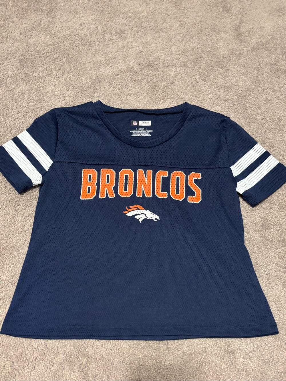 NFL Navy Short Sleeve Broncos Tee with Orange Logo